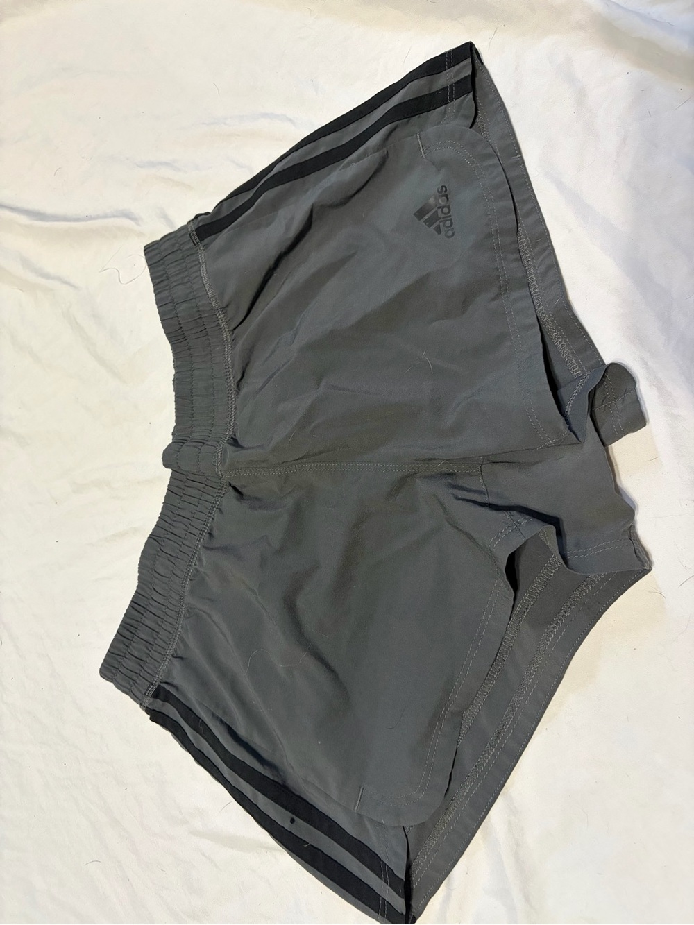adidas Women's Athletic Shorts - Charcoal with Black Stripes